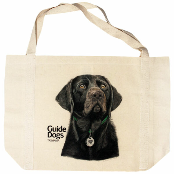 Tote bag with an illustration of a black dog