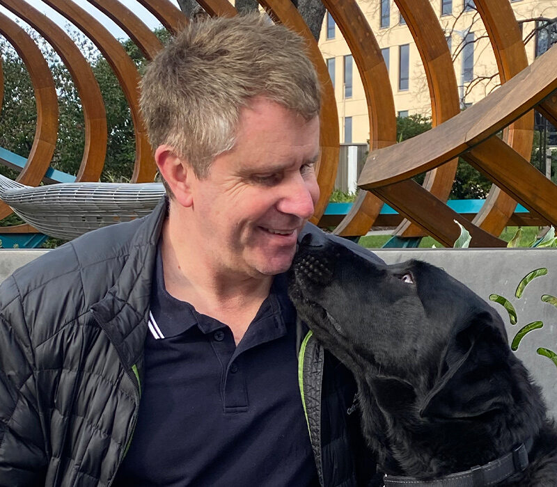 Handler Phil and his guide dog Yoda