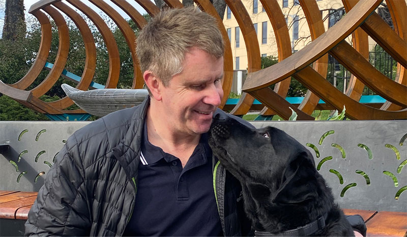 Phil with Guide Dog Yoda