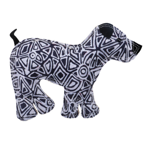 black and white dog shaped toy